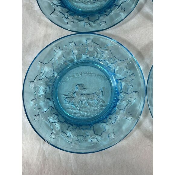 Vintage Tiara Glass Chili’s Nursery Rhyme Plates Blue Three Bears Little Bo Peep - Picture 3 of 9